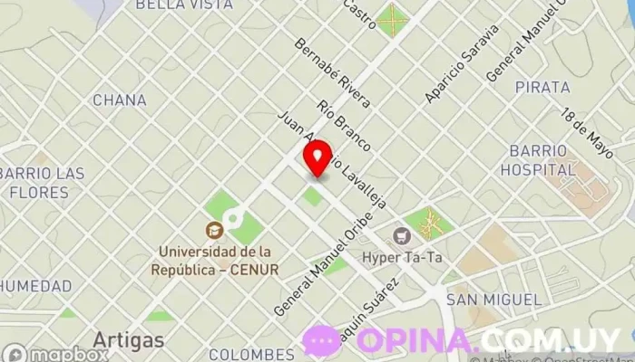 mapa de Escuela Nº 1 y Nº 2 Escuela en Artigas