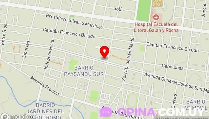 mapa de Estudio de danzas Hernán San Juan Gimnasio en Paysandú
