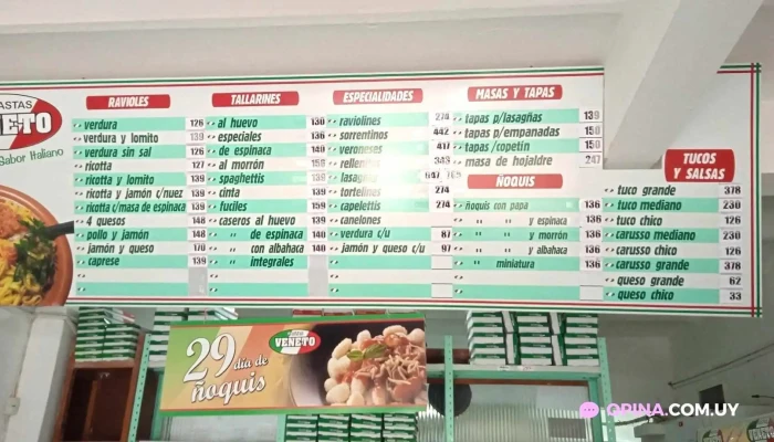 Fabrica De Pastas Veneto Menu - Juan L. Lacaze