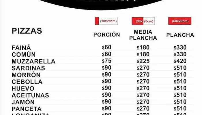 Fogatas Pizzeria Menu - Rocha