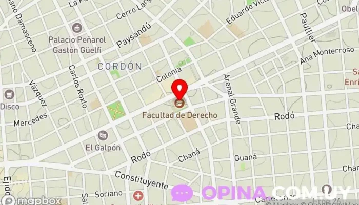 mapa de Fundación de Cultura Universitaria - Udelar Tienda de libros jurídicos en Montevideo
