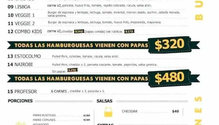 Ginebra Burgers -  Menu - Carmelo