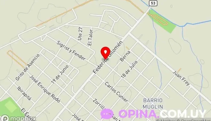 mapa de Gráfica Germania Imprenta, Imprenta comercial, Fábrica de bolsas de papel, Societe de Flocage en Nueva Helvecia