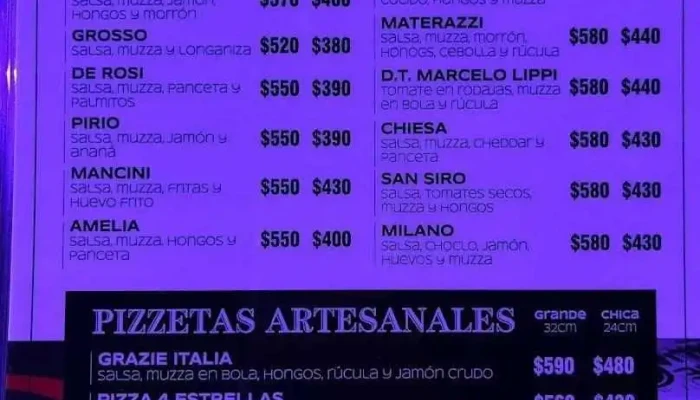 Grazie Italia -  Menu - Montevideo