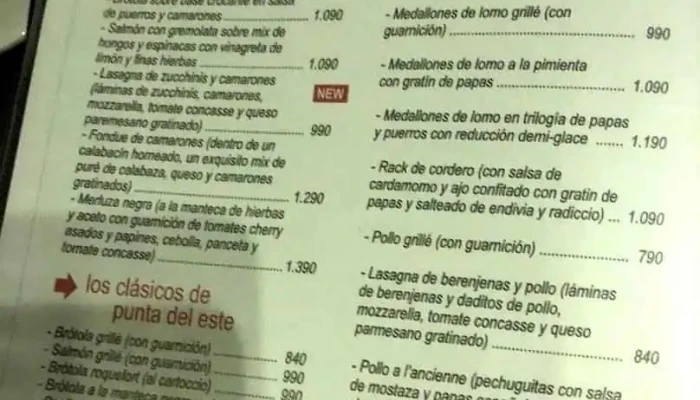 Guappa -  Menu - Punta del Este