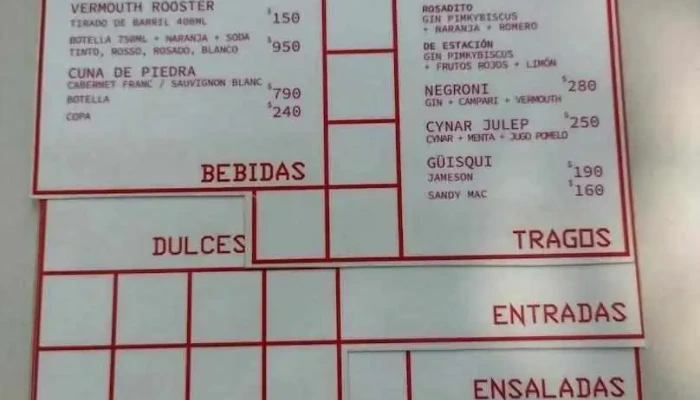 Guarango -  Menu - Col. del Sacramento