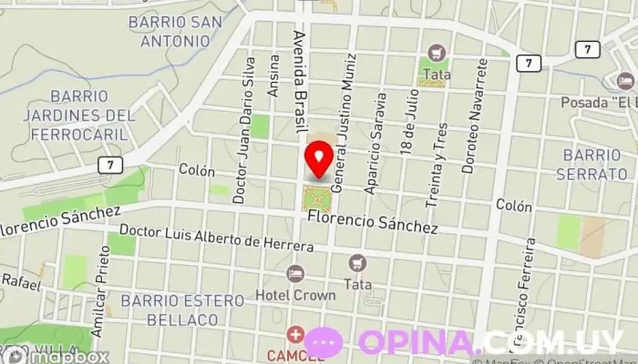 mapa de Guazunambi Veterinaria. Médico en Melo