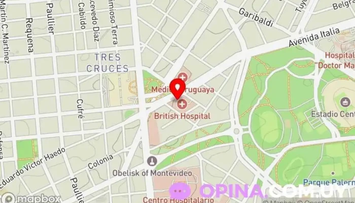 mapa de Hospital Británico de Montevideo Hospital privado, Hospital en Montevideo