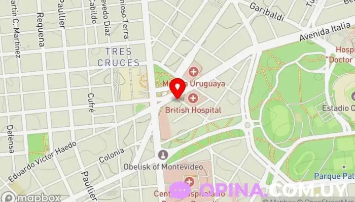 mapa de Hospital Británico Policlínico Morales Clínica ambulatoria en Montevideo