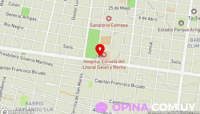 mapa de Hospital de Paysandú Hospital en Paysandú