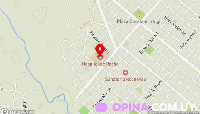 mapa de Hospital de Rocha Hospital en Rocha