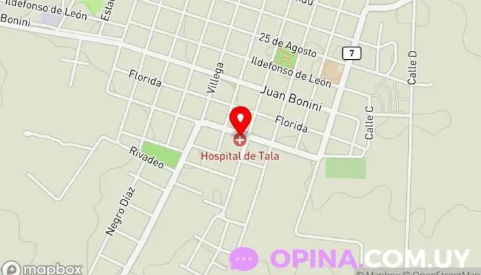 mapa de Hospital de Tala Hospital en Tala
