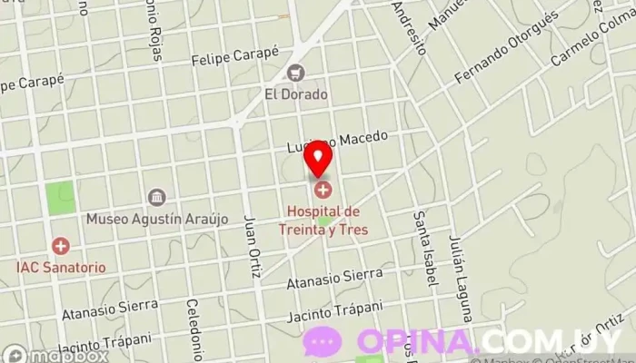 mapa de Hospital de Treinta y Tres Hospital en Treinta y Tres