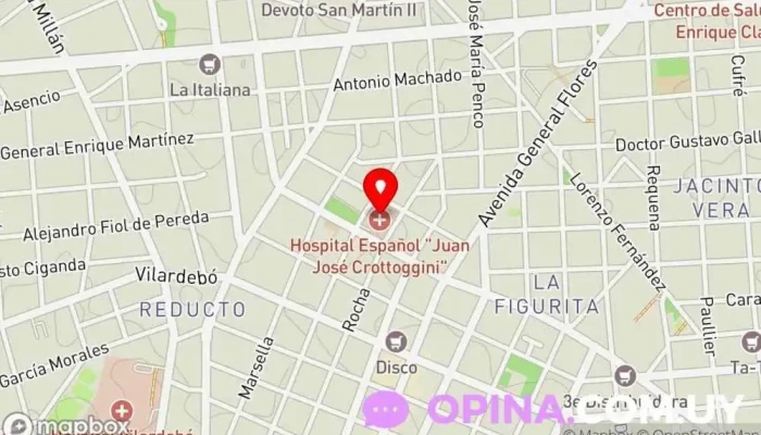 mapa de Hospital Español Hospital general, Hospital gubernamental, Hospital en Montevideo