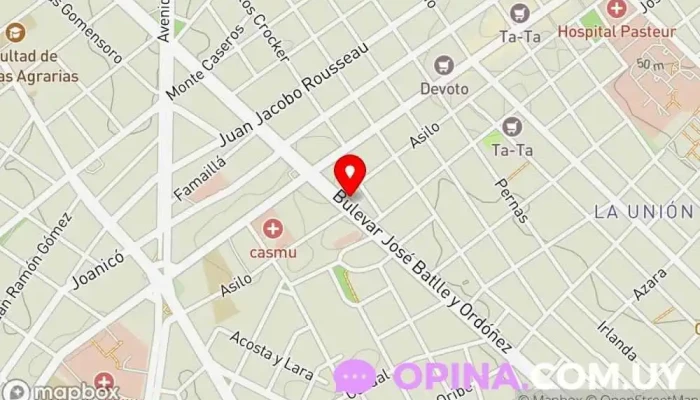 mapa de Hospital Evangélico UDI Hospital en Montevideo