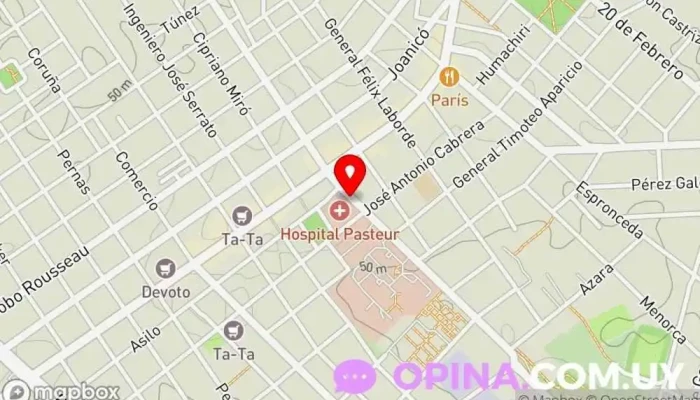 mapa de Hospital Pasteur Hospital en Montevideo