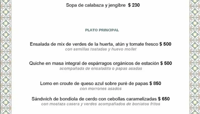 Il Belvedere Restaurant Casa De Te Menu - Punta del Este