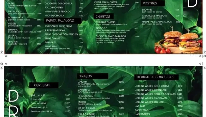 Indico Pizza Bar -  Menu - Ciudad de la Costa