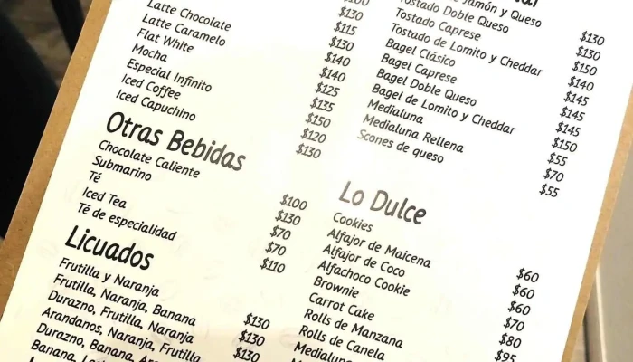 Infinito Coffee -  Menu - Montevideo