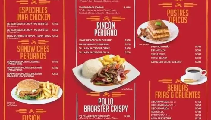 Inka Chicken Menu - Montevideo