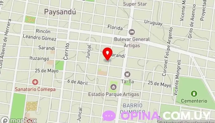 mapa de Instituto Danzas Karen Pintos Academia de baile en Paysandú