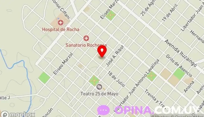 mapa de Instituto de Formación Docente de Rocha Escuela universitaria en Rocha