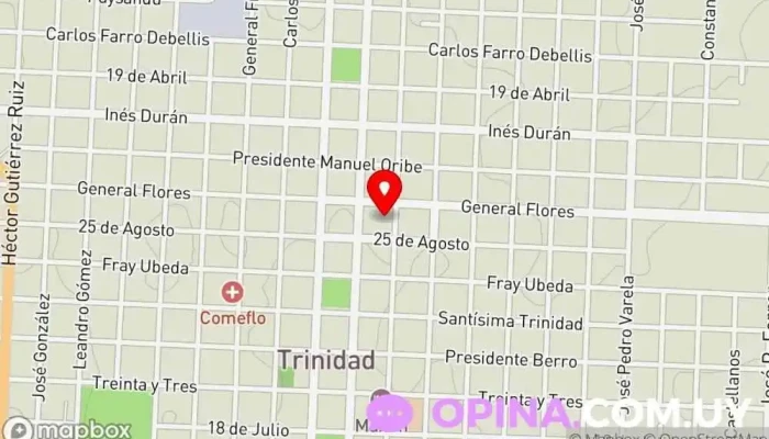 mapa de Instituto de Formación Docente Trinidad Institución educativa, Escuela comunitaria en Trinidad