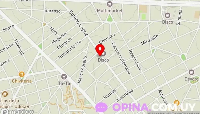 mapa de Instituto de Inglés Wings Academia de idiomas en Montevideo
