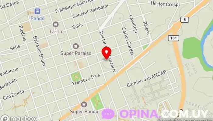 mapa de JARDIN DE INFANTES ACUARELA Escuela en Pando