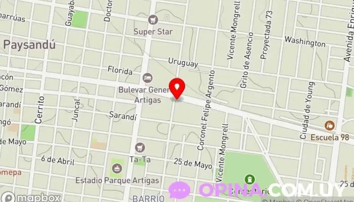 mapa de Juan Müller S.R.L Repuestos Proveedor de repuestos de carrocería de automóviles en Paysandú