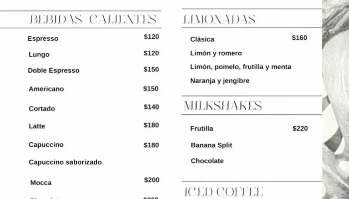 Juana Cafe Menu - Montevideo