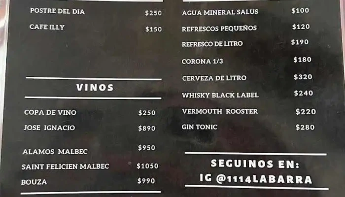 La Barra 1114 -  Menu - Montevideo
