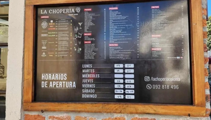 La Choperia Colonia Menu - Col. del Sacramento