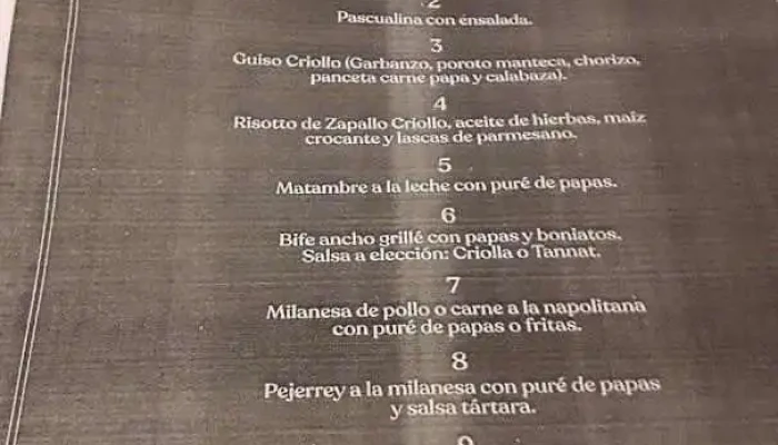 La Corte Restaurant -  Menu - Montevideo