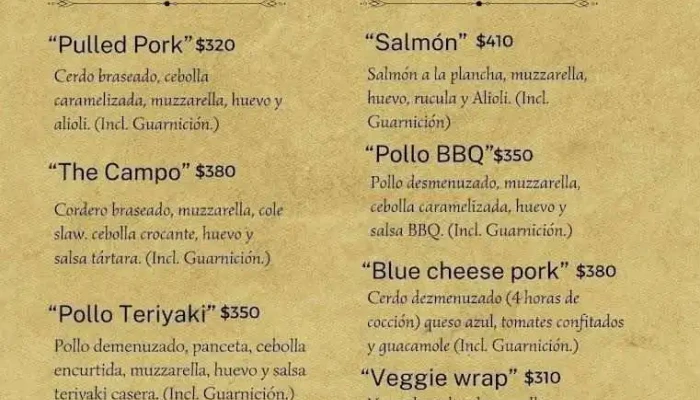 La Cosecha -  Menu - San Carlos