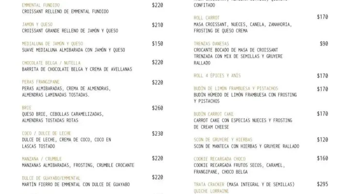 La Croissanteria Pereira Menu - Montevideo