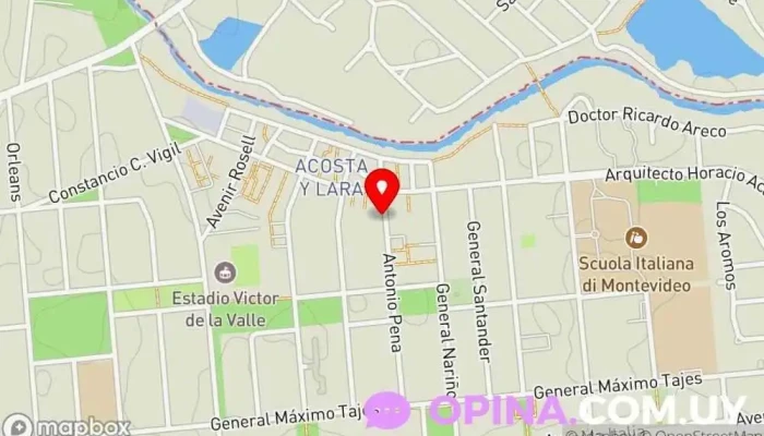 mapa de La Cueva Drum School Escuela en Montevideo