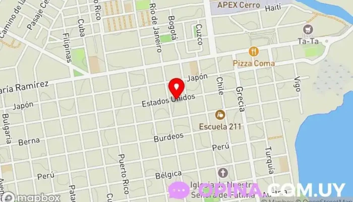 mapa de La cuna de.los dioses Autoescuela en Montevideo