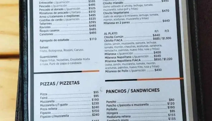 La Fiaca -  Menu - Ciudad de la Costa