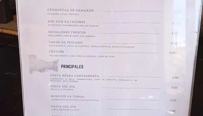 La Fonda La Pedrera -  Menu - La Pedrera