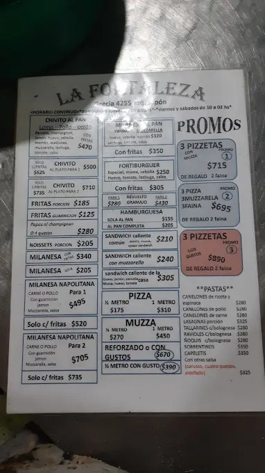 La Fortaleza Pizzeria -  Menu 2 - Montevideo