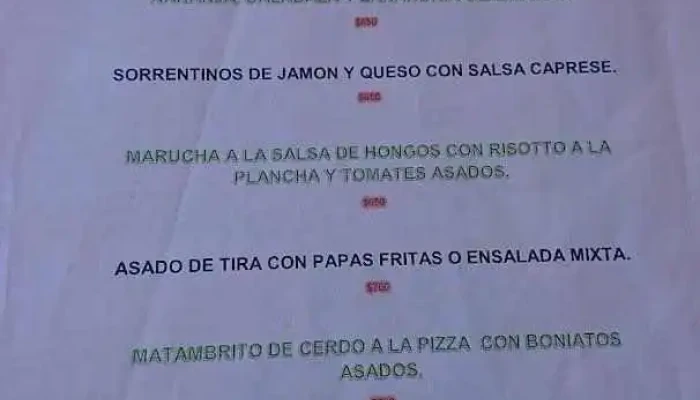 La Goleta -  Menu - Piriápolis