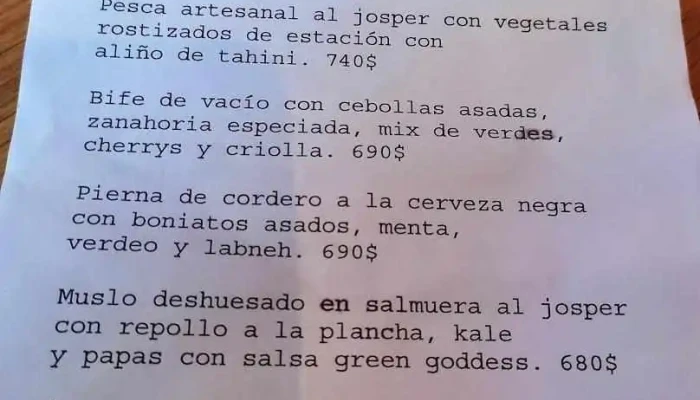 La Imprenta Restaurante -  Menu - Montevideo