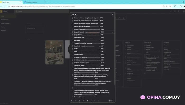 La Milonguera -  Menu - Punta del Este