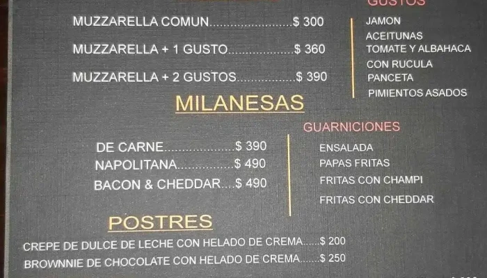 La Negra Restopub Menu - La Pedrera