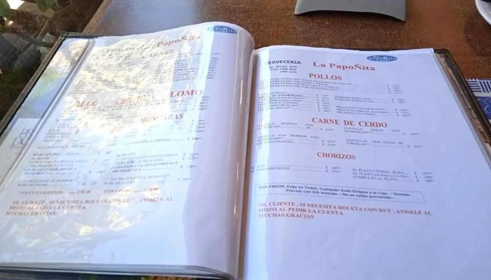 La Paponita Menu - Montevideo