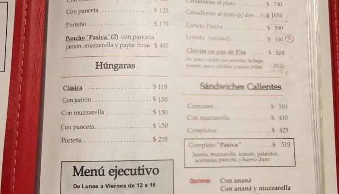 La Pasiva -  Menu - Montevideo
