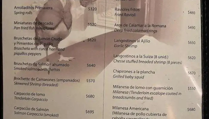 La Perdiz Menu - Montevideo