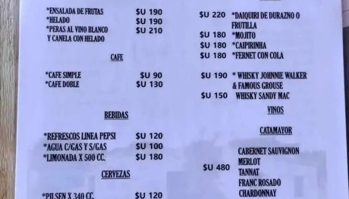 La Tapera De Enrique -  Menu - Col. del Sacramento