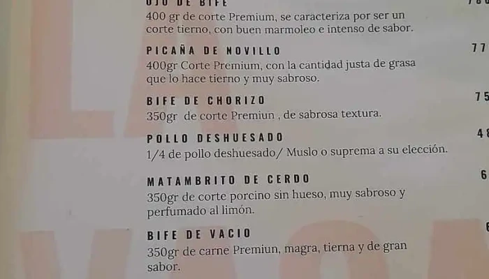 La Vaca -  Menu - Montevideo